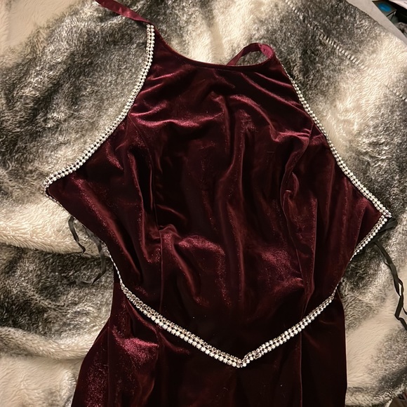 COPY - 2 dresses resale one floor length gown very soft dark reddish purple vel… - Picture 3 of 3